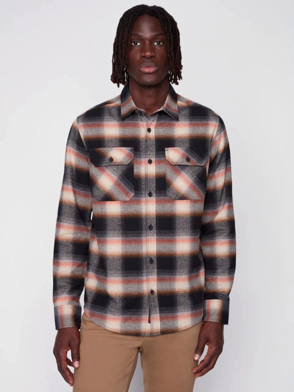 Projek Raw Beige Brushed Flannel Plaid Long Sleeve Plaid Shirt/11985